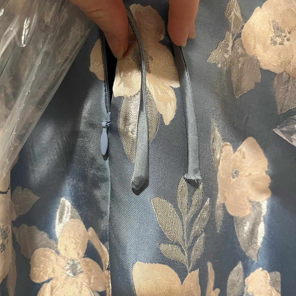 V. Chapman Blue Floral Maxi Dress with White Flowers - Picture 12 of 16